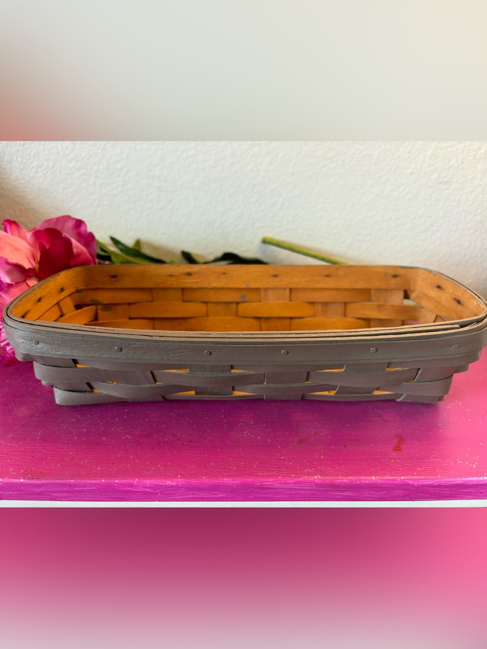 Longaberger Vintage Cracker Basket Upcycled w/ Chalk Paint (Camel Brown) & Waxed